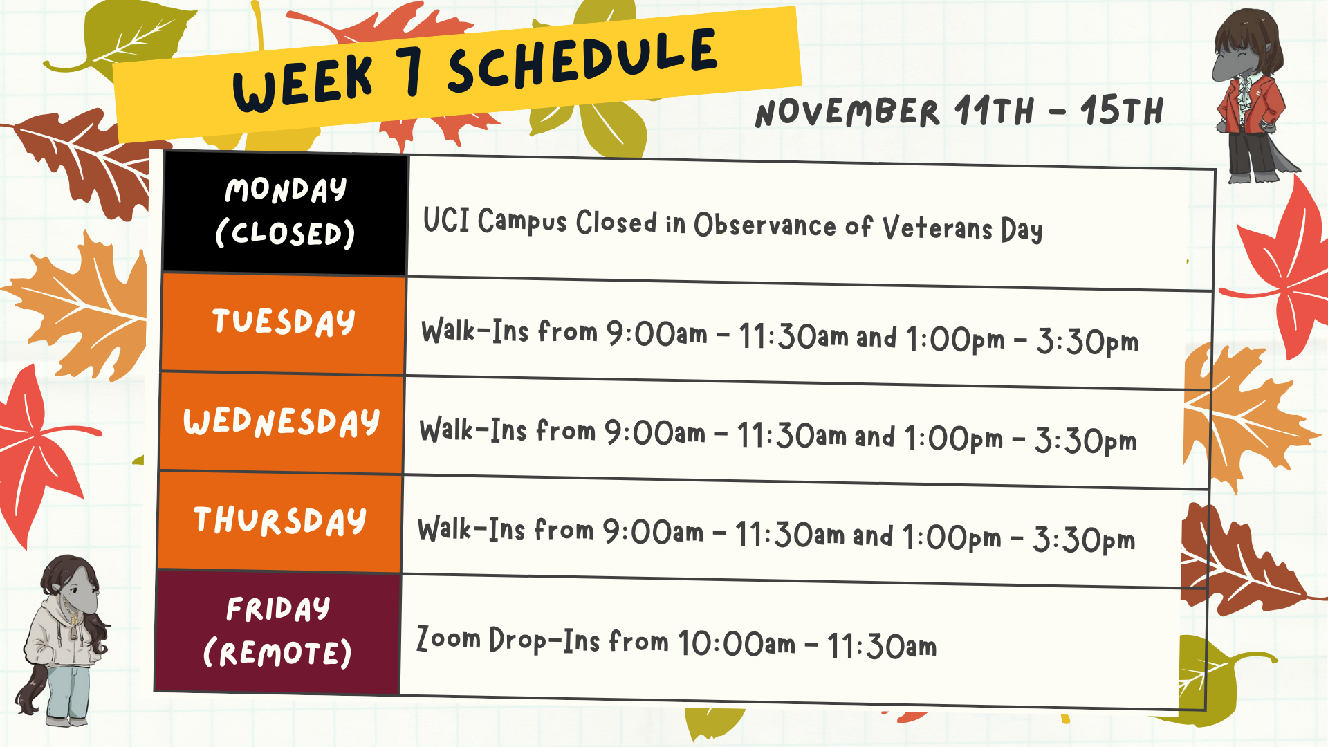 Week 7 Schedule